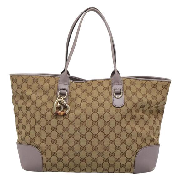 GUCCI GG Canvas Tote Bag Beige Gold - Picture 2 of 16